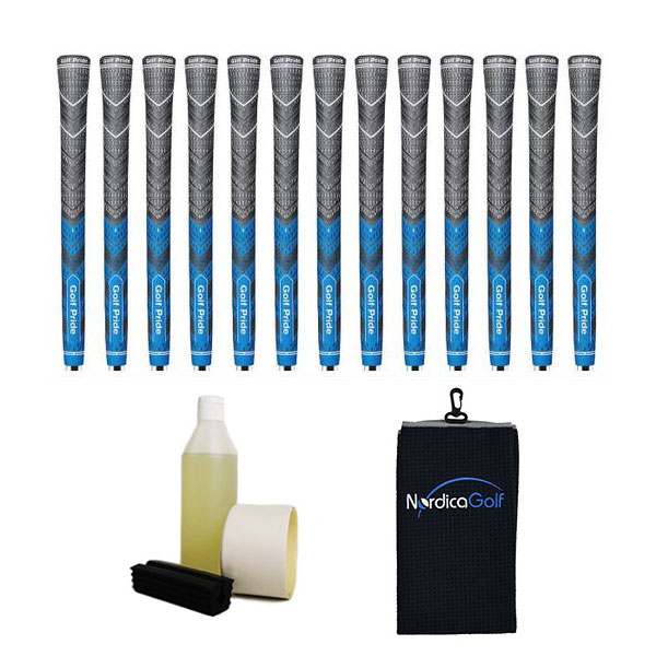 Golf Pride New Decade MultiCompound MCC Plus4 Midsize Blue Grippipakkaus- 13 grippiä, rubber vice clamp, neste, teippi, pyyhe